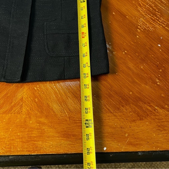 Banana Republic Black Cotton and Linen Career Jacket Size 0 Wardrobe Staple - Picture 7 of 10